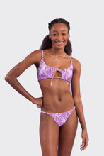 Load image into Gallery viewer, Model Front: Rio De Sol Top Top Trail-Purple Tank-Tie