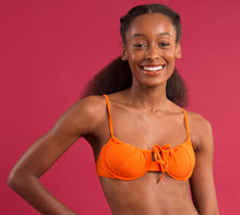 Load image into Gallery viewer, Image 09: Rio De Sol Top Top Dots-Orange Balconet-Tie