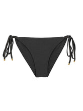 Load image into Gallery viewer, Product Front: Rio De Sol Bottom Bottom Shimmer-Black Cheeky-Tie-Gold

