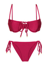 Load image into Gallery viewer, Product Front: Rio De Sol Set Set Shimmer-Desejo Balconet-Tie Cheeky-Tie-Gold
